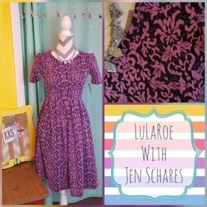 LuLaRoe Purple and Black Midi Dress